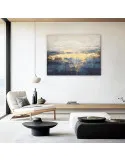 Tablou Canvas Briful Abstract Albastru Auriu 80x60 cm