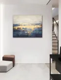 Tablou Canvas Briful Abstract Albastru Auriu 80x60 cm