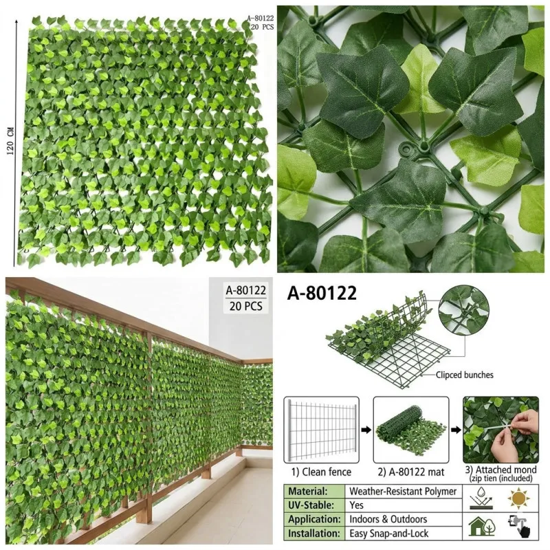 Gard decorativ iederă artificială 250 cm, textil + PVC