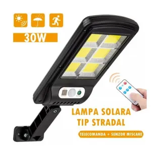 Set 10 x Lampa solara 8 celule, cu incarcare solara, 100W, 160 LED-uri COB, telecomanda 2
