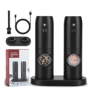 Set 2 x Rasnita electrica cu indicator led pentru sare,piper,alte condimente