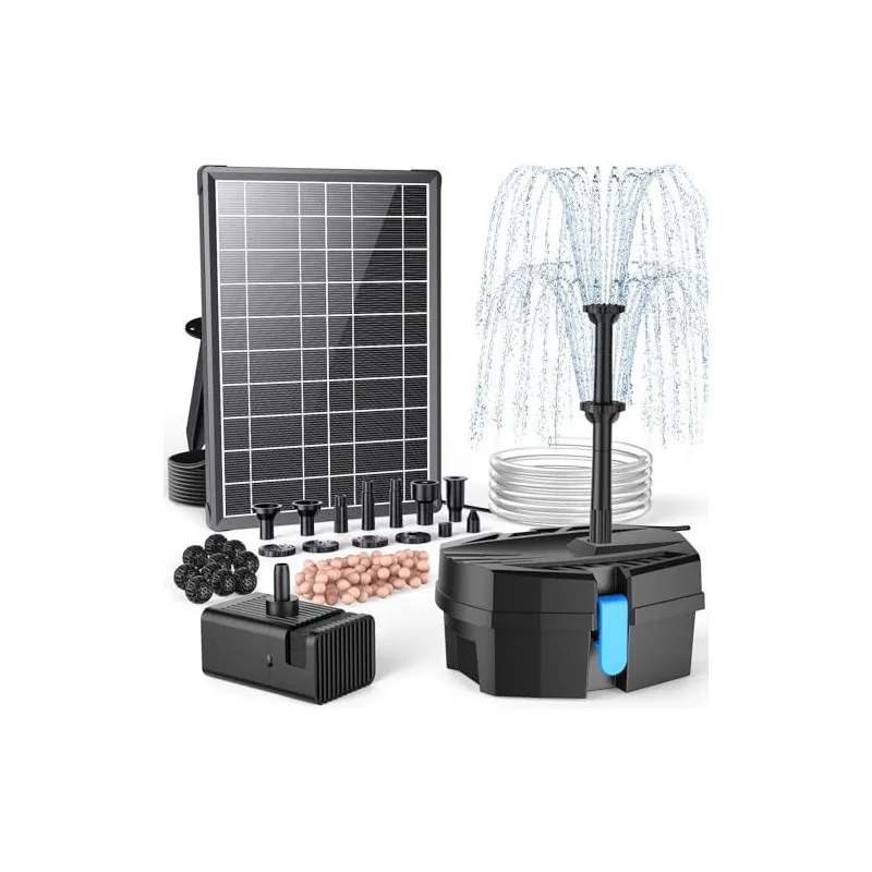 Pompă Solară Fântână POPOSOAP 12W, 160GPH, 4 Duze