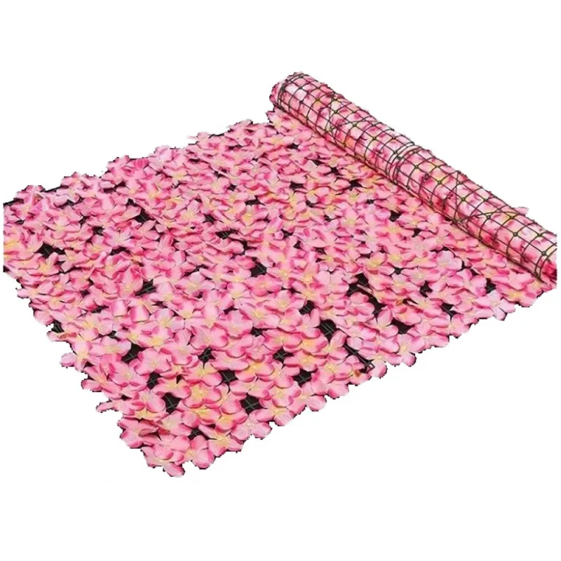 Gard artificial cu flori 100x100 cm, alb