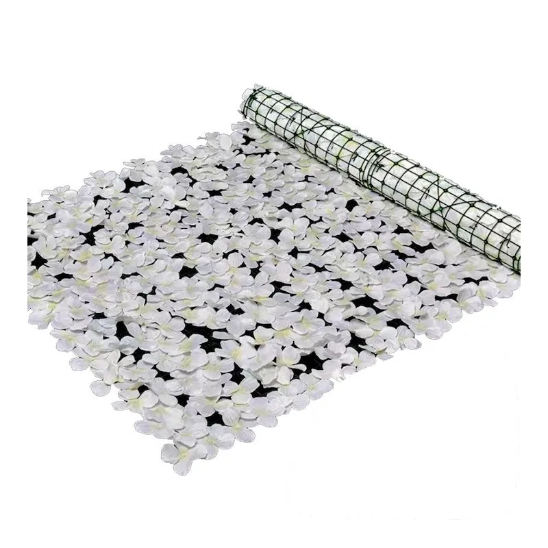 Gard artificial cu flori 100x100 cm, alb