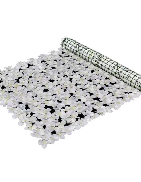 Gard artificial cu flori 100x100 cm, alb