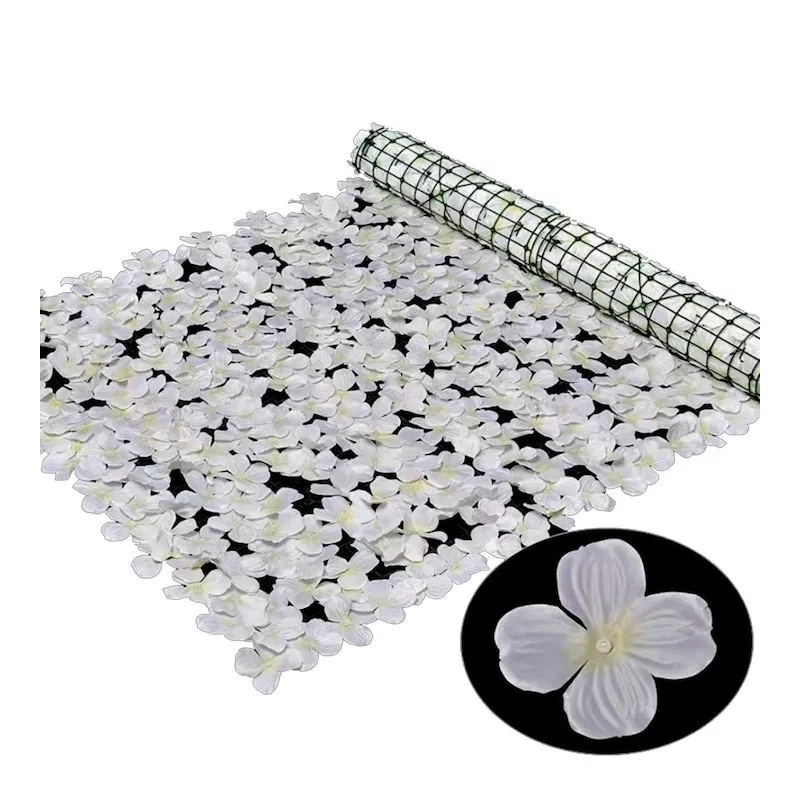 Gard artificial cu flori 100x100 cm, alb
