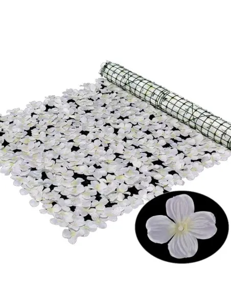 Gard artificial cu flori 100x100 cm, alb