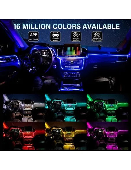 Banda LED lumini ambientale auto, 5 unitati, 6M