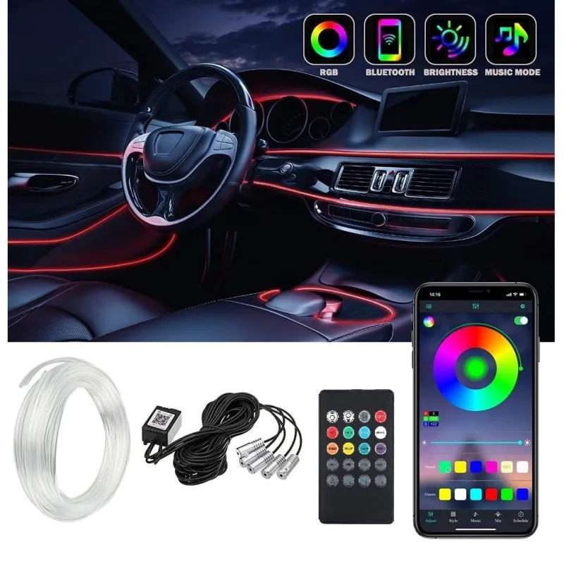 Banda LED lumini ambientale auto, 5 unitati, 6M