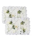 Panou Floral Decorativ cu Flori Artificiale Albe și Frunze, 40x60 cm
