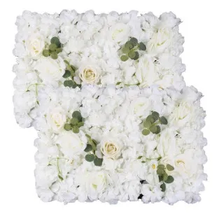 Panou Floral Decorativ cu Flori Artificiale Albe și Frunze, 40x60 cm