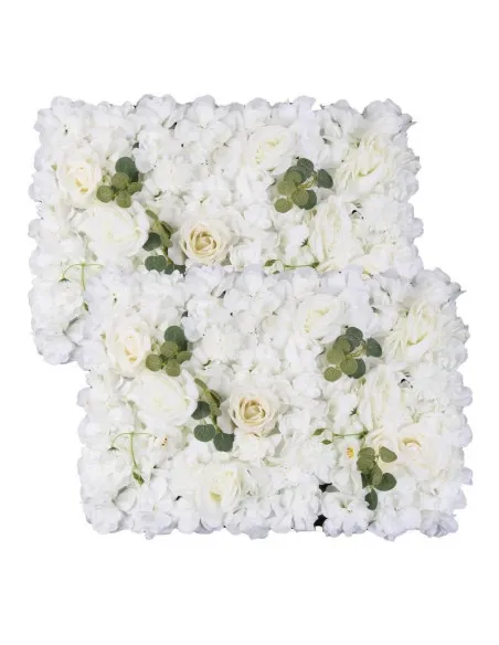 Panou Floral Decorativ cu Flori Artificiale Albe și Frunze, 40x60 cm
