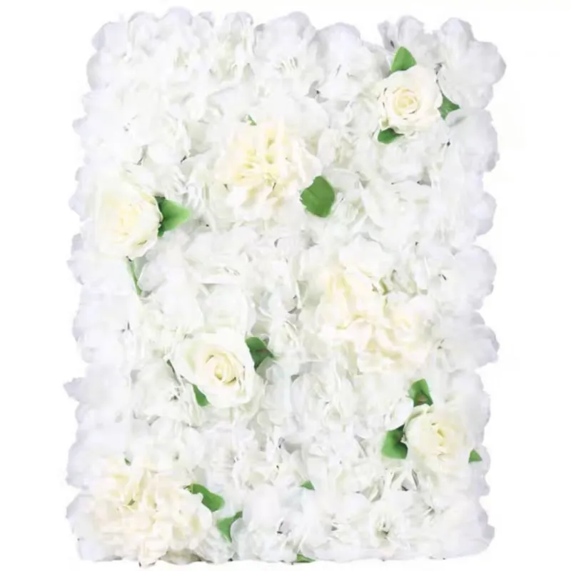 Panou Floral Decorativ cu Flori Artificiale Albe și Frunze, 40x60 cm