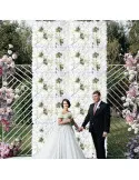 Panou Floral Decorativ cu Flori Artificiale Albe și Frunze, 40x60 cm
