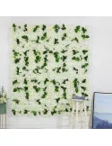 Panou Floral Decorativ cu Flori Artificiale Albe și Frunze, 40x60 cm