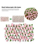 Pergola tip gard telescopic din lemn cu frunze si