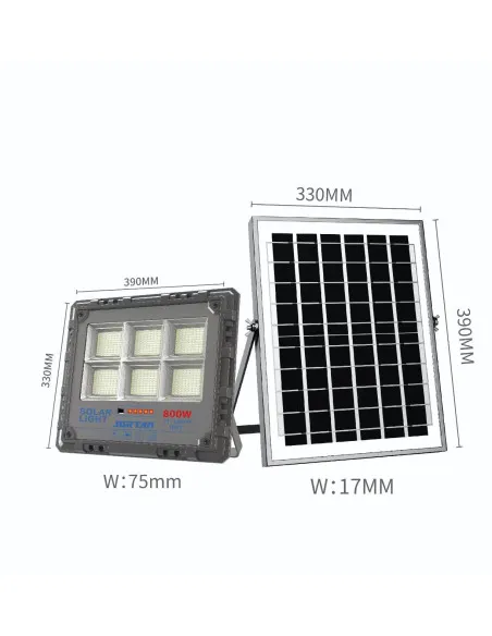 Proiector Solar LED Jortan 800W/ 1000W, Senzor de Mișcare, Telecomandă, IP66, 9000 lm